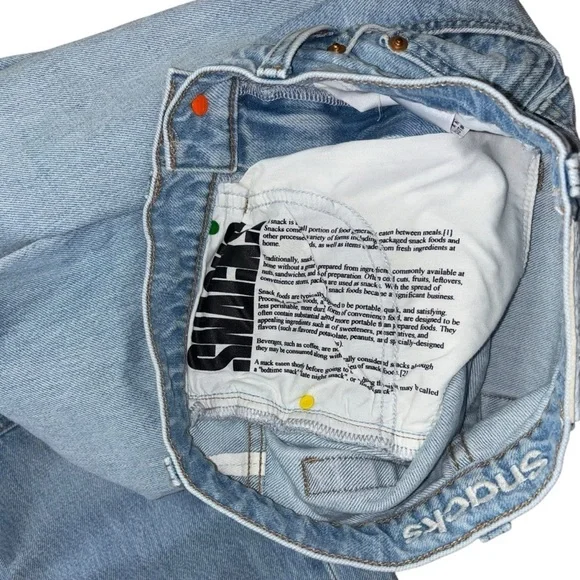 Snacks X Mother Just A Nibble Straight Leg Blue Jeans Womens 24  Western Preppy - Picture 13 of 16